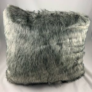 20x20 grey faux fuzzy fur throw pillows